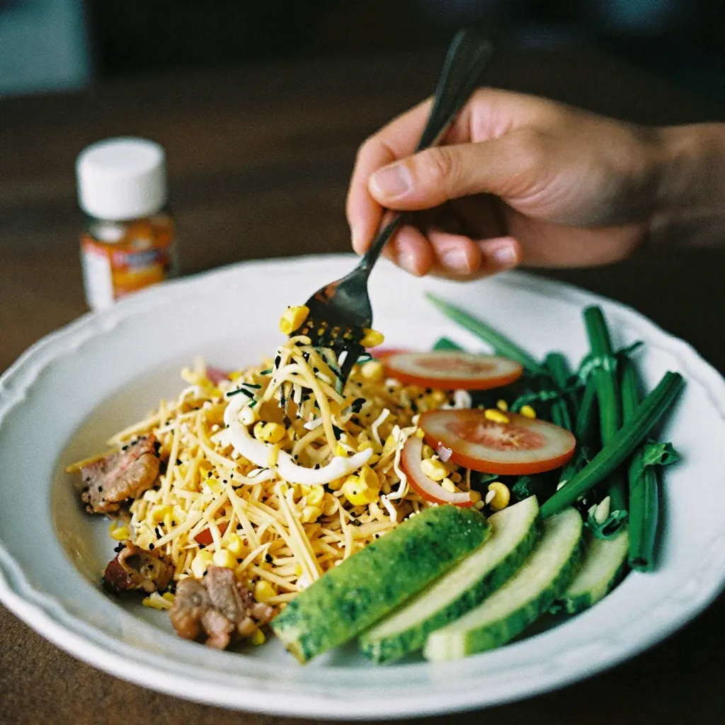 Notebook beside meal containers